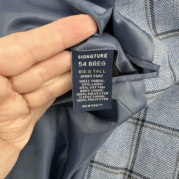 STAFFORD jacket blazer sport coat big tall cotton linen windowpane plaid 54R - Picture 11 of 11